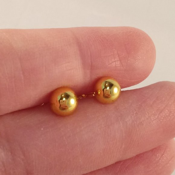 Mens 18K Yellow Gold Filled 6mm Ball Stud Earrings Party Gift - Picture 4 of 4